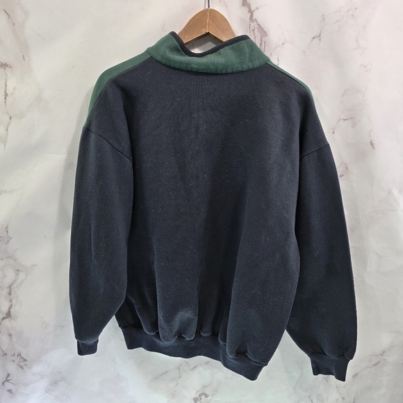 Vintage Sweatshirt Women Large Navy Green 90s Canada Autumn Fall Maple Leaf - Picture 5 of 11